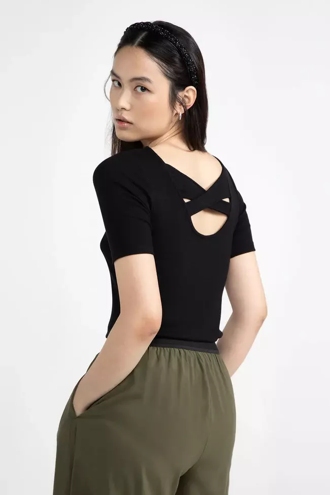 Lovjoi Arnelia T-Shirt Black Viskose Damen schwarz